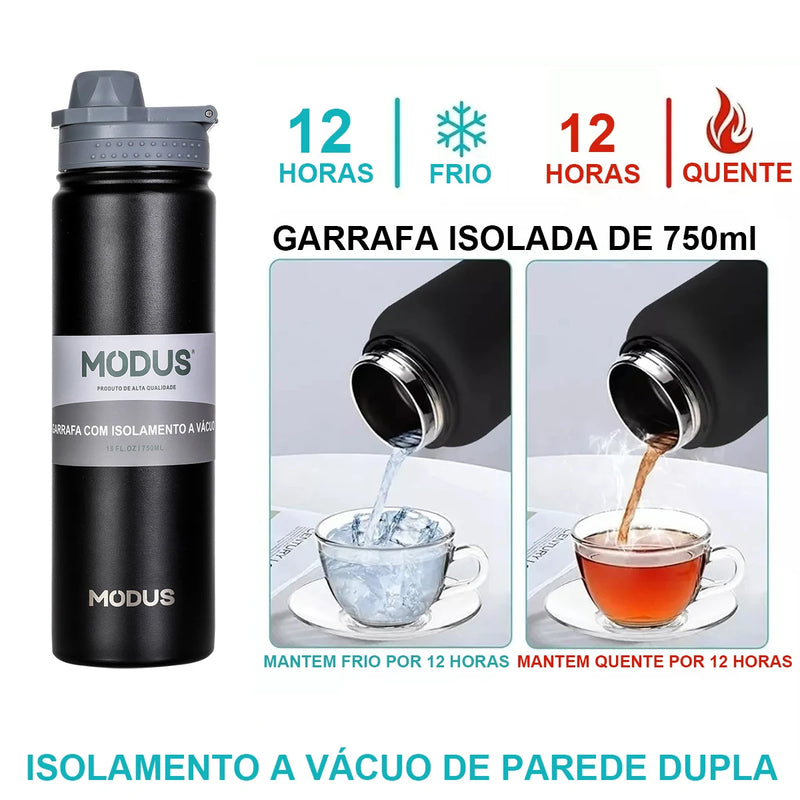 Garrafa Térmica Modus Com Canudo, Aço Inoxidável, 750ml